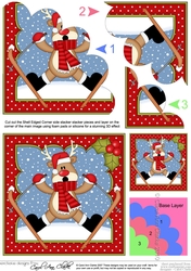 Christmas OOps Rudolph goes skiiing and gets stuck!! Shell Edged Corner Stacker