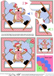 Christmas OOps Rudolph goes skiiing and gets stuck!! Shell Edged Corner Stacker