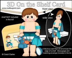 3D On the Shelf Card Kit - Cute Little Boy Danial is spending the Day on the Beach 