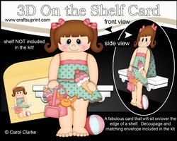 3D On the Shelf Card Kit - Cute Little Girl Kizzy is spending the Day on the Beach