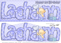 Large DL 1st Birthday LACHLANN Teddies 3D decoupage