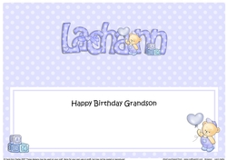 Large DL Birthday Grandson LACHLANN Teddies insert