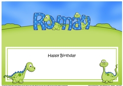 Large DL Birthday ROMAN Dinsaurs insert