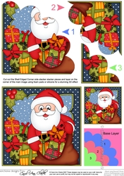 Christmas Santa has a sack full of presents Shell Edged Corner Side Stacker