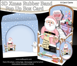 3D Christmas Rubber Band Pop Up Box Card - Santa is checking his List!