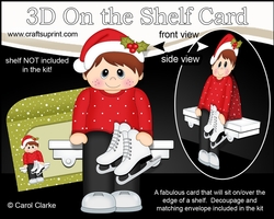 3D On the Shelf Card Kit - Christmas Jumper Boy goes Skating