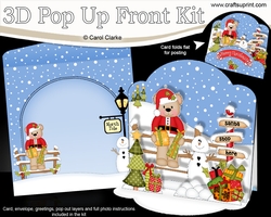 3D Christmas Pop Up Front Card Kit Livvy Bear is delivering the Presents