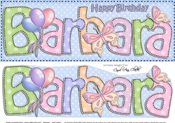 Large DL Birthday BARBARA Butterflies & Balloons 3D decoupage
