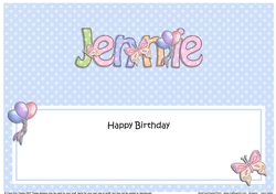 Large DL Birthday JENNIE Butterflies & Balloons insert