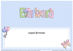 Large DL Birthday BARBARA Butterflies & Balloons insert