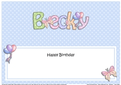 Large DL Birthday BECKY Butterflies & Balloons insert
