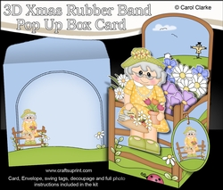 3D Gardening Old Lady Agnes Rubber Band Pop Up Box Card