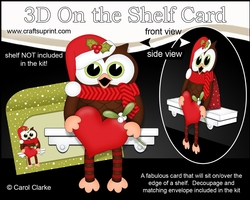 3D On the Shelf Card Kit - Christmas Little Hoot Owl has a Heart