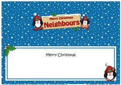 large DL Christmas NEIGHBOURS Penguins Signpost matching insert
