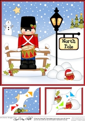 8 x 8 Christmas at the North Pole Little Tin Soldier has a drum Scalloped Corner Topper
