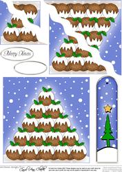 Xmas Pudding Tree Quick Card Wavy Corner Side Stacker
