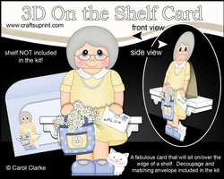3D On the Shelf Card Kit - Old Lady Meryl has a Basket of Daisies & letter