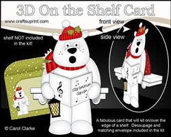 3D On the Shelf Card Kit - Christmas Ben Polar Bear goes Carol Singing