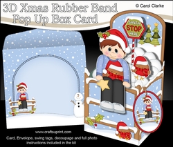 3D Christmas Rubber Band Pop Up Box Card - Little Christmas Jumper Boy wants Santa to Stop Here