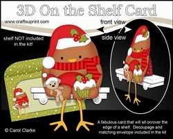3D On the Shelf Card Kit - Christmas Bobbin Robin is Ready for Santa