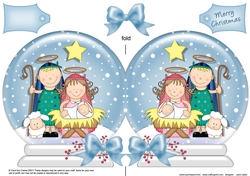 The Christmas Story Holy Family Snow Globe Shaped Card