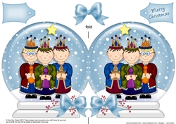 The Christmas Story We Three Kings Snow Globe Shaped Card