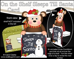 On the Shelf Sleeps Till Santa Card Kit - Cute Little Christmas Monkey Bing