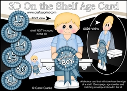 3D On the Shelf Card Kit - Brice is the Birthday Boy with ages 12 - 17 age Rosette Decoupage
