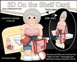 3D On the Shelf Card Kit - Old Lady Jet Setter Betsey is off on Holiday