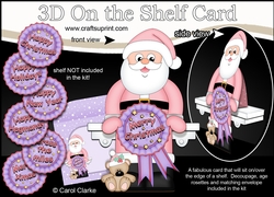 3D On the Shelf Card Kit - Christmas Santa with Seasonal Greetings Rosettes
