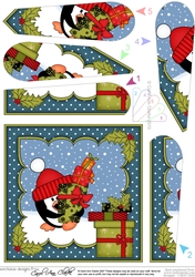 Christmas Pip Penguin delivers the Christmas Presents Fan Pyramage Topper