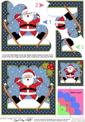 Christmas Oops Santa goes Skiing Shell Edged Corner Side Stacker