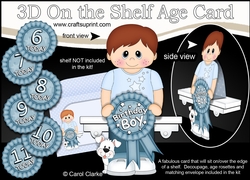 3D On the Shelf Card Kit - Little Boy Matthew is the Birthday Boy with 6 - 11 age Rosette Decoupage