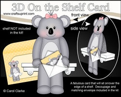 3D On the Shelf Card Kit - Cute Little Koala Bear Kitkat has a Mini Card & Envelope