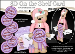 3D On the Shelf Card Kit - Christmas Austin Bear with Seasonal Greetings Rosettes