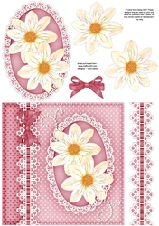 6x6 A Touch of Elegance Flowers and Lace quick card front with 3D decoupage