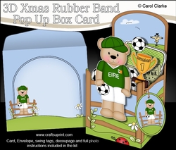 3D Football Freddy Teddy Plays for Eire Rubber Band Pop Up Box Card