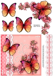6x6 A Touch of Elegance Flowers and Butterflies quick card front with 3D decoupage