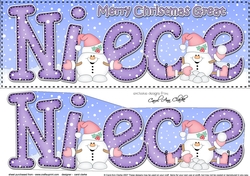 Large DL Christmas Great NIECE Snowball Sam 3D decoupage