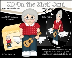 3D On the Shelf Card Kit - Little Ukulele player Delena