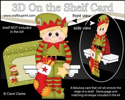 3D On the Shelf Card Kit - Christmas Little Elf has a Christmas Stocking
