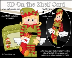 3D On the Shelf Card Kit - Christmas Little Elf has a Christmas Stocking
