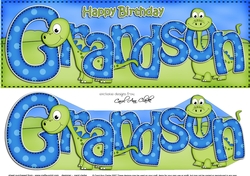 Large DL Birthday GRANDSON Dinosaurs 3D decoupage