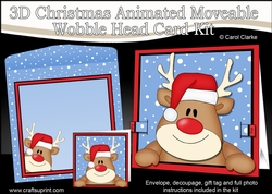 3D Christmas Animated Moveable Wobble Head Card - Rudolph