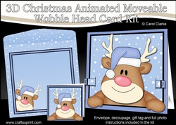 3D Christmas Animated Moveable Wobble Head Card - Rudolph