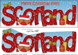 Large DL Merry Christmas from SCOTLAND 3D decoupage 
