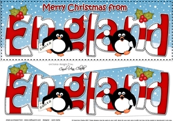 Large DL Merry Christmas from ENGLAND 3D decoupage