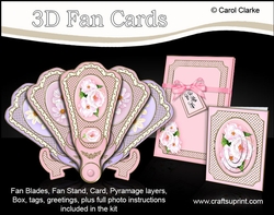 3D A Touch of Elegance Elegant Floral Fan Card with stand, gift card and box