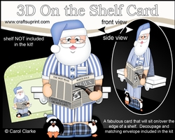 3D On the Shelf Card Kit - Christmas Santa relaxes with his Pipe, Slippers and Newspaper