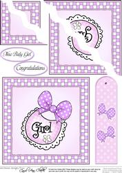 New Baby Girl Quick Card with Wavy Corner Side Stacker